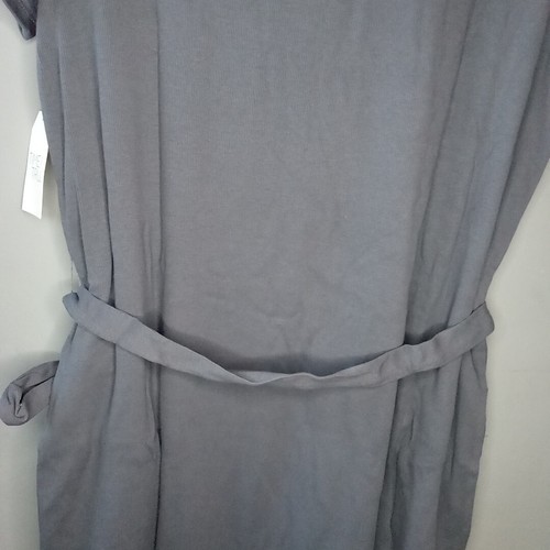 Time & Tru Long T-Shirt Dress Womens Sz L 12-14 Gray Casual Relaxed Fit Tie Belt - Picture 11 of 13