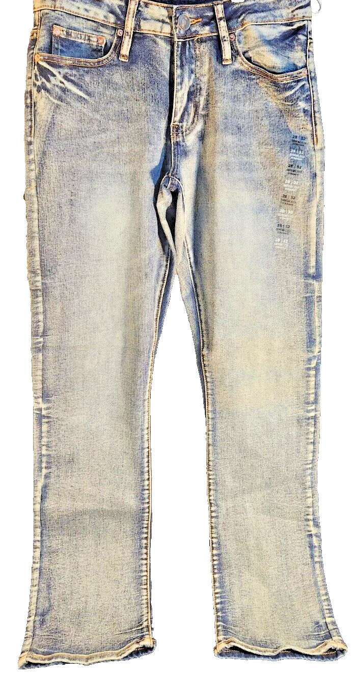 Jean homme neuf avec étiquettes Rue 21 Supreme Flex droit 28/32 bleu délavé clair.