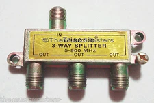 3-Way Coaxial CABLE SPLITTER Digital HDTV Satellite Wire F Type 1-3 Coax Adapter