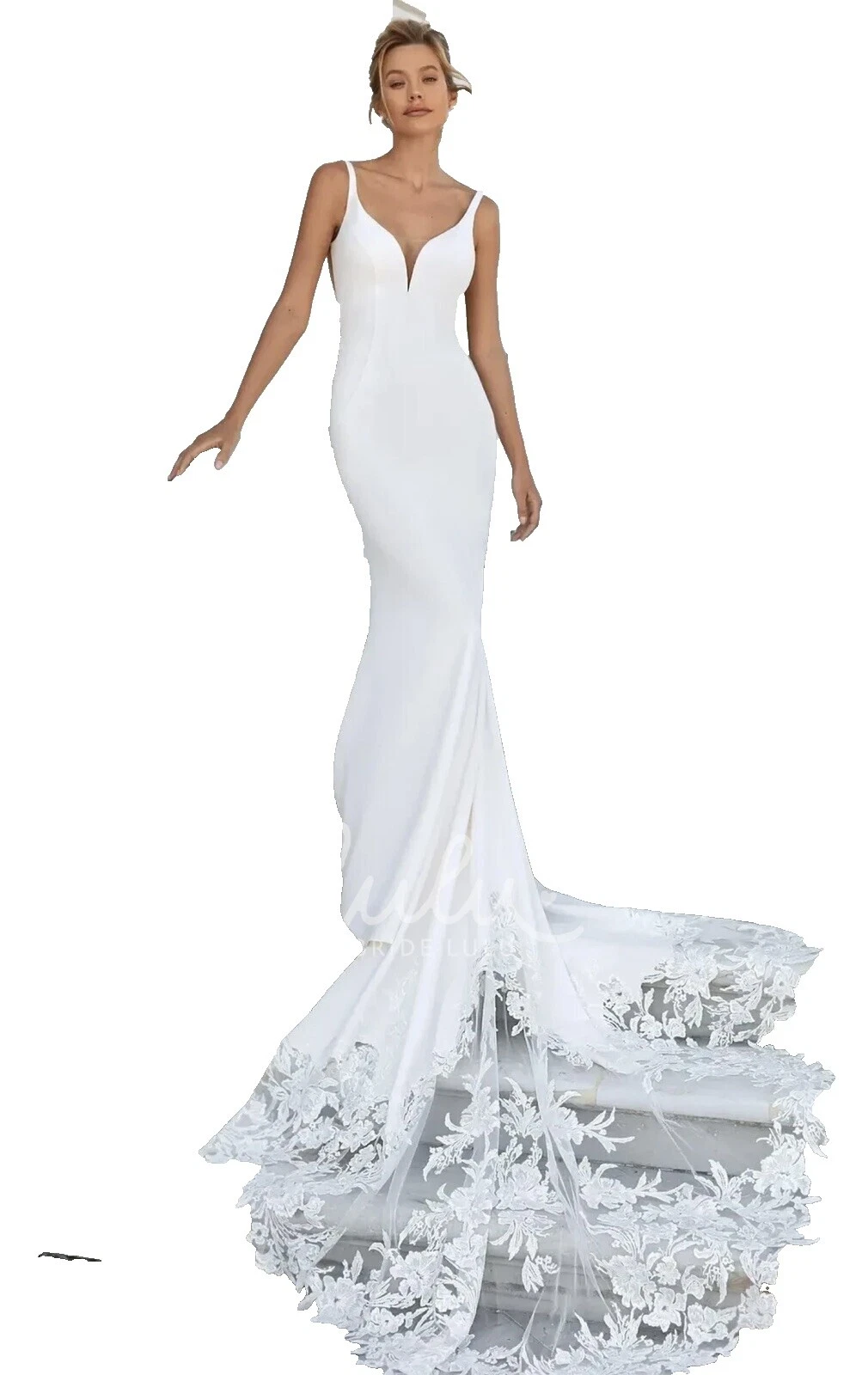 Chiffon Vestidos de Casamento Branco Sereia e Trompete