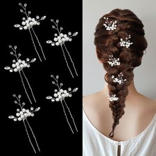 5 Pieces Pearl Wedding Hair Pins Bridal Hair Clips Rhinestone Flower Wedding ...