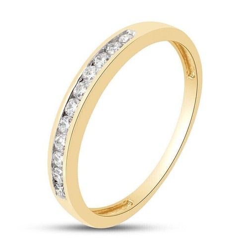 Silver Gold Plated Moissanite Eternity Band Ring for Women Luxury Wedding Gift - Picture 3 of 3