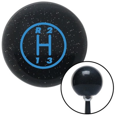 Blue 3 Speed Shift Pattern - 3RUL Black Metal Flake Shift Knob w/ M16x1.5 Insert