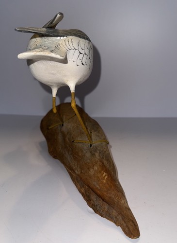 Señuelo para pájaros de costa tallado a mano C. Waterfield firmado 1981 ¡hermoso! VINTAGE - Imagen 4 de 12