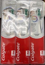 Lot of 6 Foaming Clean Total Colgate Soft Toothbrush 3x2pk- Floss-Tip Bristles