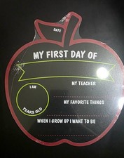 Reversible First  Last Day of School Apple Chalkboard Sign Kids Photo Prop
