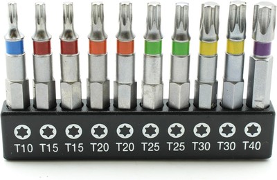 TEMO 10 pc Color Coded T10-T40 6 point Torx Impact Ready 2 T10-40 color, Grey 