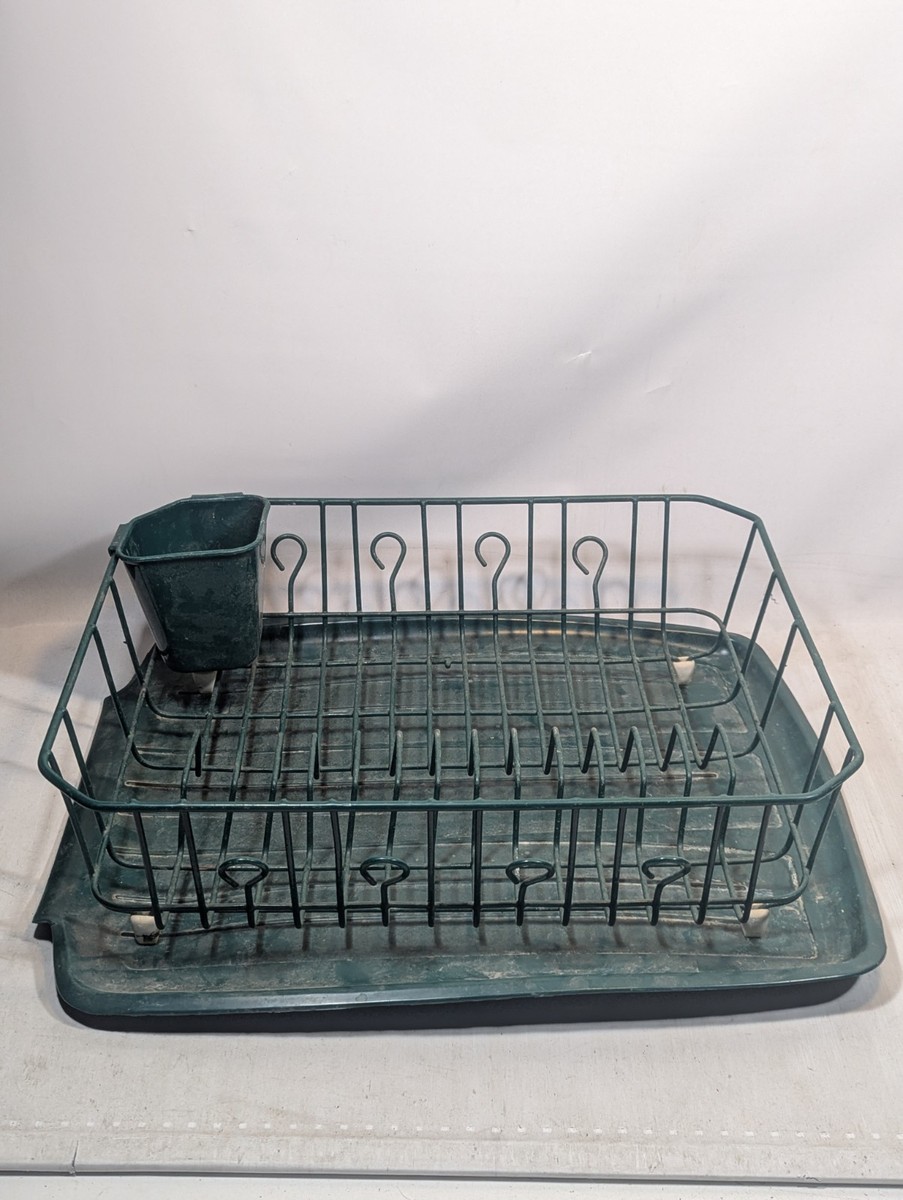 Vtg RUBBERMAID Green Wire Dish Drainer Rack 18