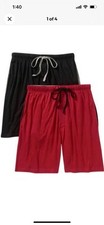 Hanes Big Men's 2-Pack Knit Sleep Shorts Black/Red 3XL FL9