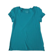Talbots Stretch Weekend Tee Medium Cotton Blend Button Details Shoulders