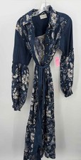 Pre-Owned Miss June Navy Size One Size Printed Soft Maxi Long Sleeve Dress