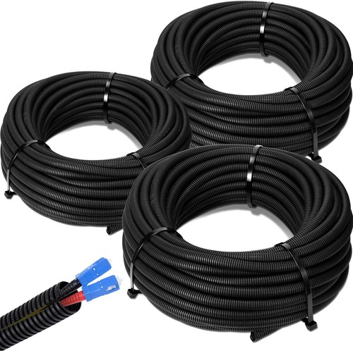 DC Sound 3-Pack 1/4", 3/8", 1/2" x 100 Feet Each Split Wire Loom Convoluted - Picture 1 of 11
