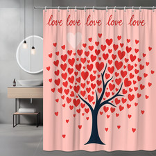 Heart Tree Shower Curtain for Bathroom Decor, Love Theme
