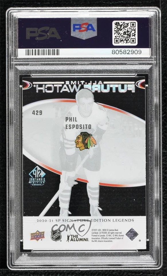 2020-21 SP Signature Edition Legends Acetate Phil Esposito #429 PSA 9 MINT HOF - Image 2 of 2
