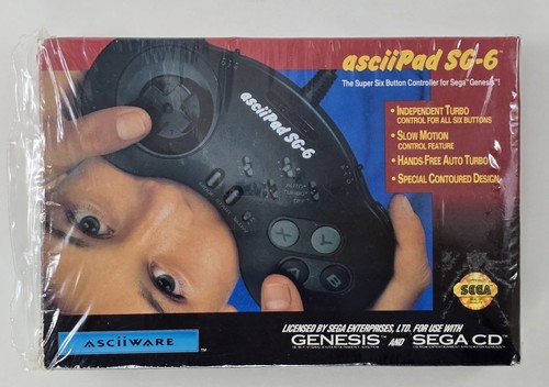 AsciiPad Sg-6 Sega Genesis Sega Cd Controller New Open With Plastic On Box
