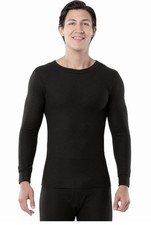 FRUIT of the LOOM Men  s M 38-40 Thermal CREW Top Waffle Base Layer   Black NWT