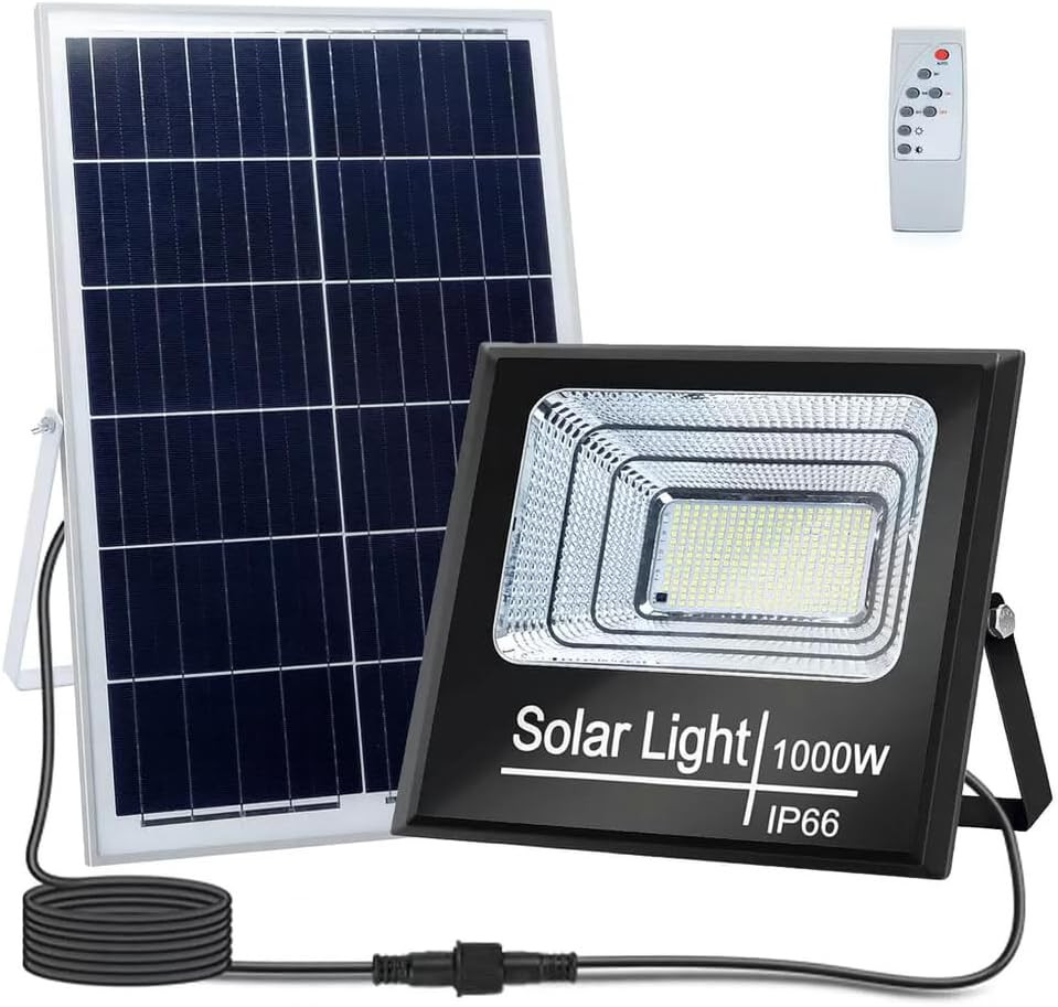 Sicurezza Casa: Faro LED Solare 1000W con Sensore Crepuscolare IP66
