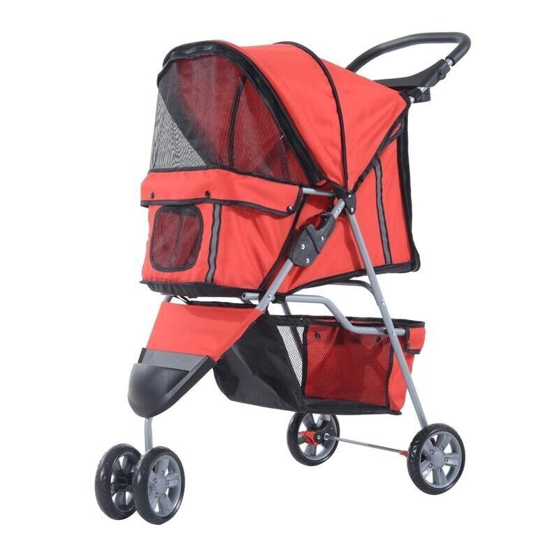 Passeggino Fashion per Cani e Gatti Rosso - 75x45x97cm di Pura Classe