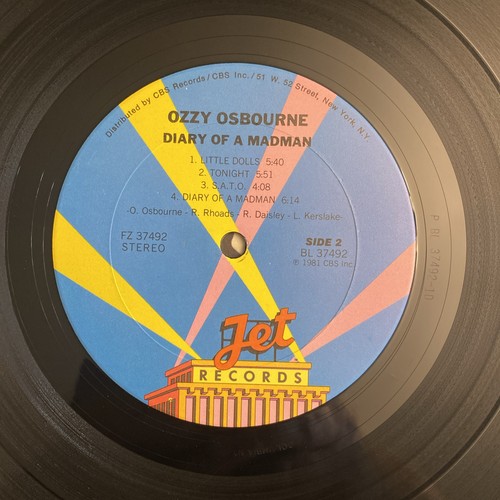 Ozzy Osborne Diary Of A Madman Vinyl Lp Plays VG+ See Pictures-Read Desc Jet - Picture 14 of 16