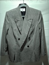 VTG Kasper Houndstooth Blazer Black White Classic Button Womens Size 16 Alabama