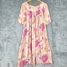 Go Softly Patio Dress Large Floral Mumu House Boho Pockets Lounge Casual Crinkle