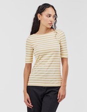 $59.50 Lauren Ralph Lauren Mujer CAMISETA JUDY MANGA MEDIA Grande Crema/Dorado