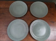 Gibson Elite REACTIVE GLAZE PRISMA TERRACOTTA dinner plates MATTE GREEN