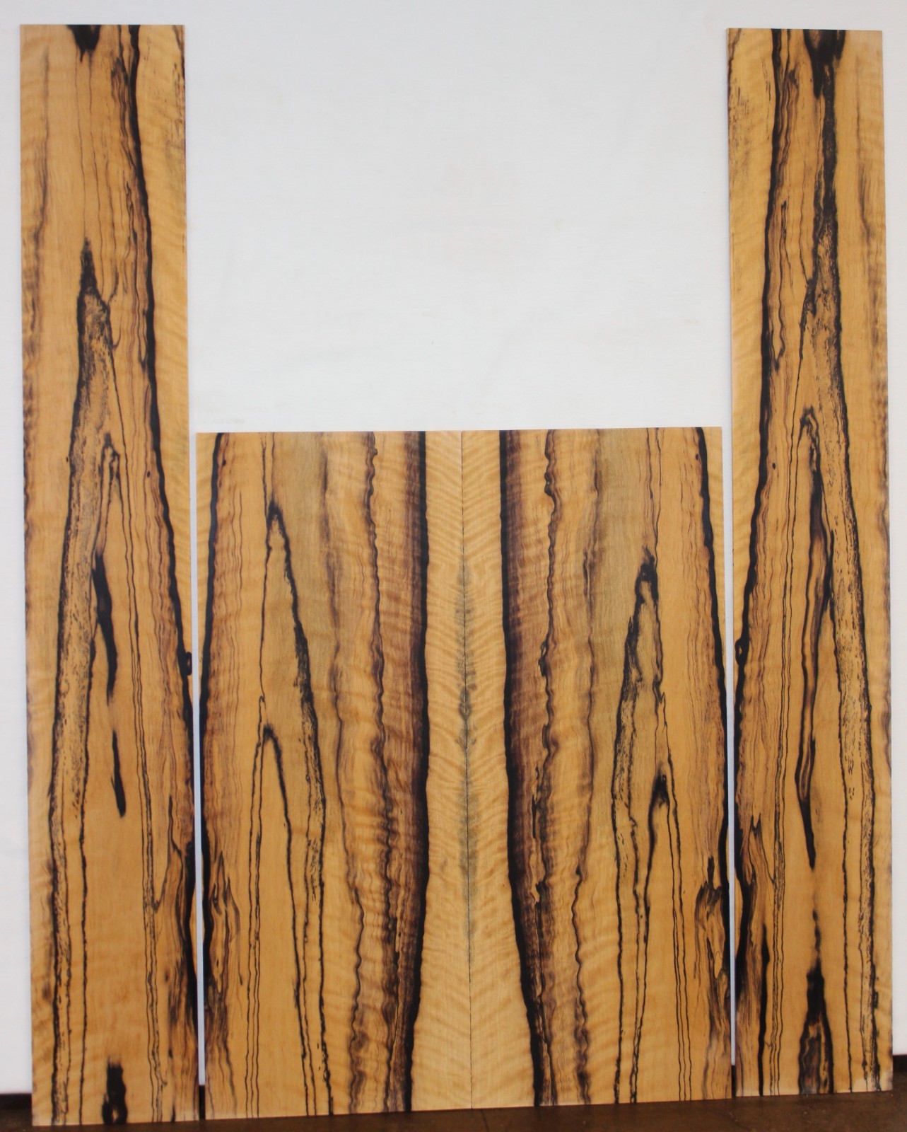 Pale Moon, Black and White Ebony Guitar Back and Side Set, Curly Figure!