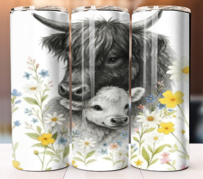 Highland cow Baby Farm Tumbler 20 oz Cup Mug Straw Flask 20oz Can add Your Name