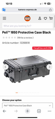 Pelican protective case 1650 (Large/Black/Wheels for easy transport)