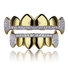 Ensemble De Grilles à Dents Plaquées Or 18 Carats, Accessoires De Vampire Pour