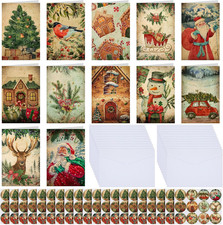 240 Sets Bulk Christmas Cards with Envelopes and Stickers Vintage Happy Holiday