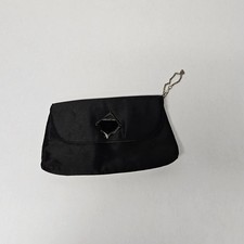 Bijoux Terner Vintage Black Satin Clutch Bag Detachable Chain Strap Formal