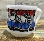 Vintage Federal Milk Glass USA Mug Patriotic Americana Heat Proof Red White Blue