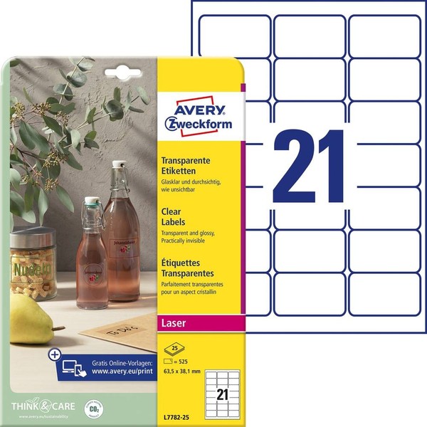 525Er Multipack Avery-Zweckform L7782-25 Folien-Etiketten 63.5 X 38.1 Mm-image