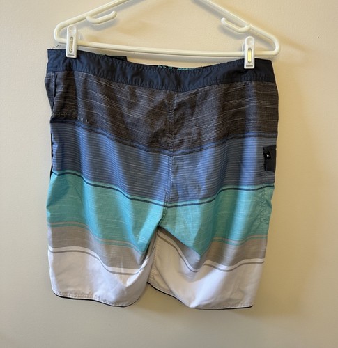 Rip Curl Striped Board Shorts Swim Trunks Drawstring Cargo Pocket Size 32 - Picture 14 of 18