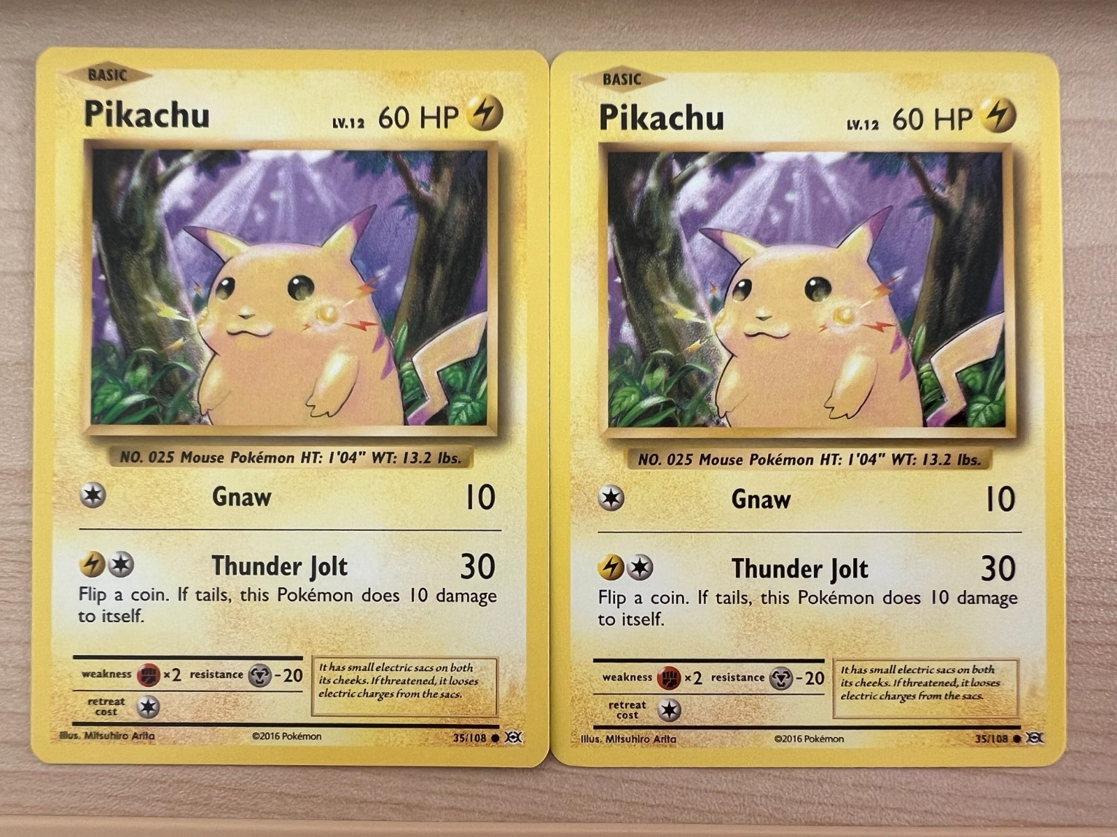 Pikachu 35/108 Common Pokemon Card Near Mint