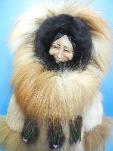 Artist Doll by Lorena Finley ALASKA Woman *Camai* Resin Face Real Fur Outfit 16"