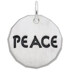 Sterling Silver Peace Charm Tag Charm - 16mm x 16mm