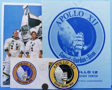 NASA Apollo 12 Lot of 4 vtg Launch Program / Lithograph / Sticker / Cover