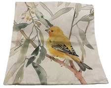 Yellow Bird Nature Garden Linen Throw Pillow Cover Home Decor 18x18”