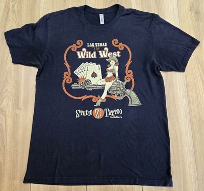 Studio 22 Tattoo Gallery Las Vegas The Wild West T-Shirt Mens Sz Large