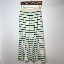 Vintage 90s Liz Claiborne Collection White/Blue Stripe Knit Maxi Skirt Deadstock