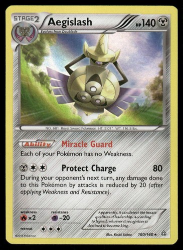 Aegislash 100/160 Holo Rare Primal Clash Pokemon Moderately Played