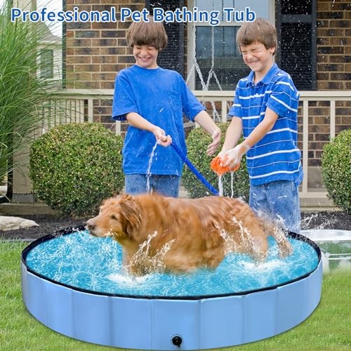 Foldable Dog Pool, Hard Plastic Kiddie Pool for Toddlers 1-3 Years Old, 48inch - Picture 3 of 7