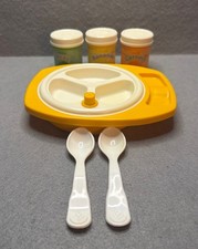 Fisher Price Vintage 1986 Fun With Food Baby  s Meal Time Food Plate Spoons
