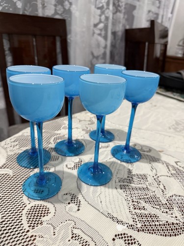 Set of 6 Turquoise Vintage Carlo Moretti Wine Cordial Stemware - Picture 6 of 11