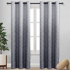 Ombre Blackout Curtains for Bedroom - Damask 42"W x 84"L Pack of 2 Grey