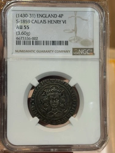 Henry VI 1430-31 4p Groat NGC AU55 S-1859 ENGLAND CALAIS