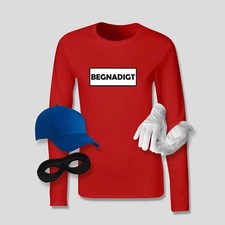 Longsleeve Panzerknacker Kostüm Set Begnadigt Wunschnummer Karneval Damen S-2XL